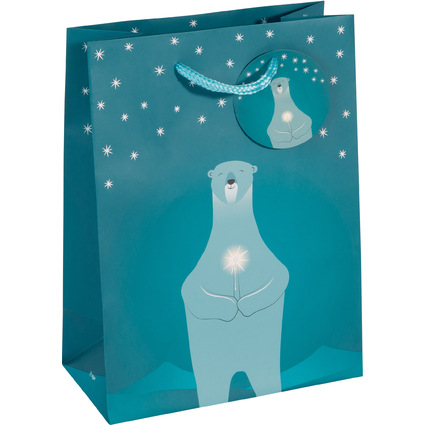 sigel Sac cadeau de Nol "Polar bear with candle", petit