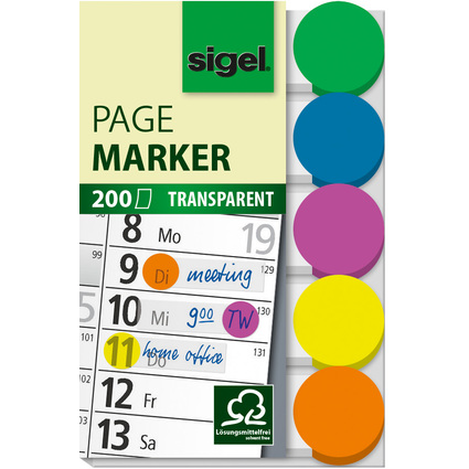 sigel Marque-page repositionnable avec point color, 50x12mm