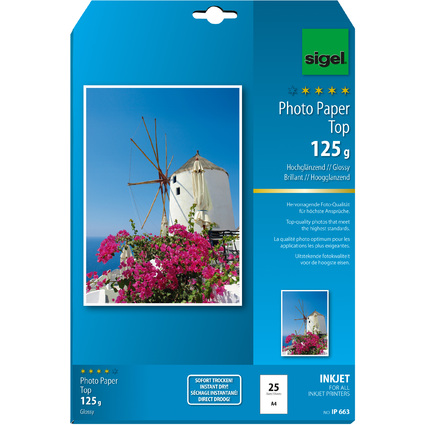 sigel papier photo jet d'encre Top, A4m, brillant, 125 g/m2