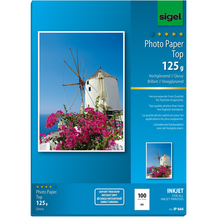 sigel papier photo jet d'encre Top, A4, brillant, 125 g/m2