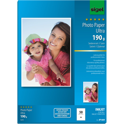sigel papier photo jet d'encre Ultra, satin, A4, 190 g/m2