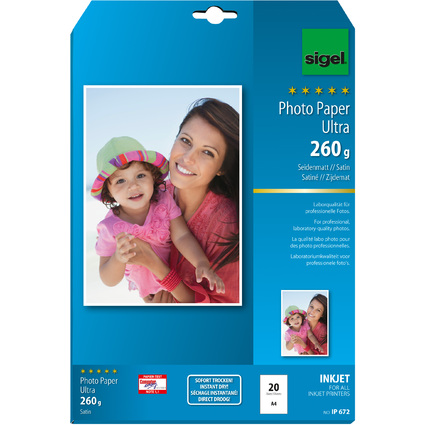 sigel Papier photo jet d'encre Ultra, satin, A4, 260 g/m2
