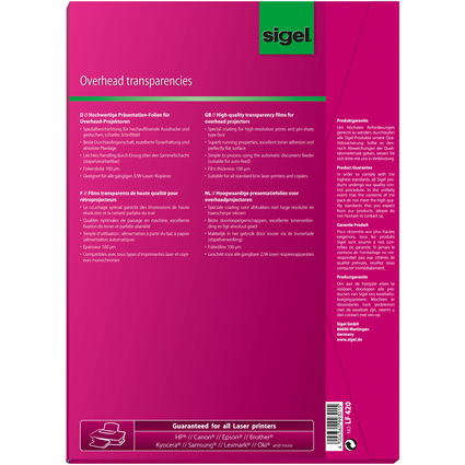 sigel Film pour imprimante laser / photocopieur noir/blanc
