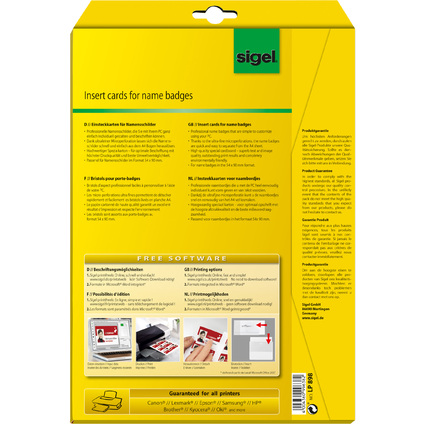 sigel Badges PC pour porte-badges, 54 x 90 mm