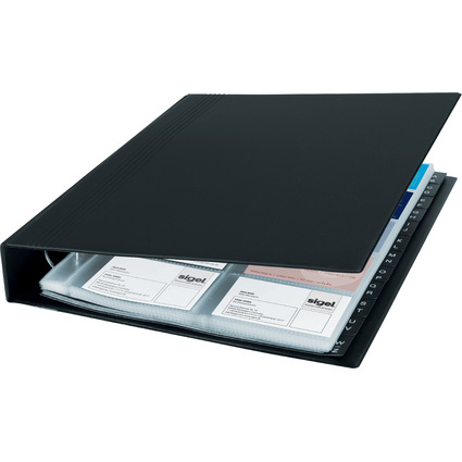 sigel classeur  anneaux pour cartes de visite, mat, noir