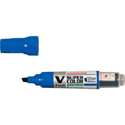 PILOT Marqueur permanent V SUPER COLOR, biseaut, bleu