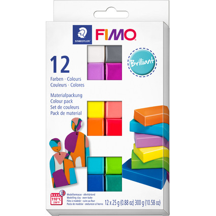 FIMO SOFT Kit de pte  modeler "Brilliant", set de 12