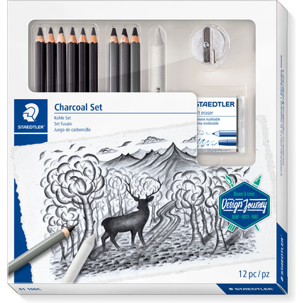 STAEDTLER Kit de dessin/ de fusains Charcoal Design Journey