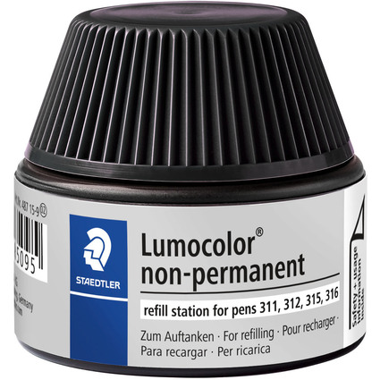 STAEDTLER Flacon de recharge Lumocolor, non permanent, noir