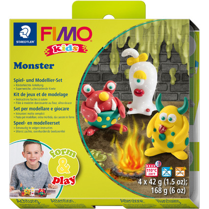 FIMO kids Kit de modelage Form & Play "Monster", niveau 1