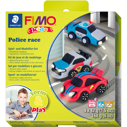FIMO kids Kit de modelage Form & Play "Police Race", niveau3