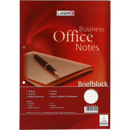 LANDR Bloc de correspondance Office, A4, 100 pages, 70 g/m2