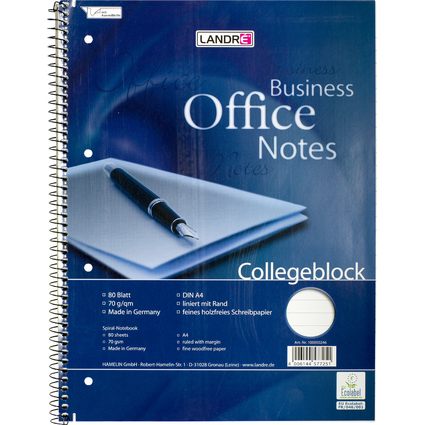 LANDR Bloc  spirale "Business Office Notes", A4, lign,