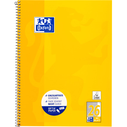 Oxford Cahier  spirale, A4+, quadrill, 160 pages,