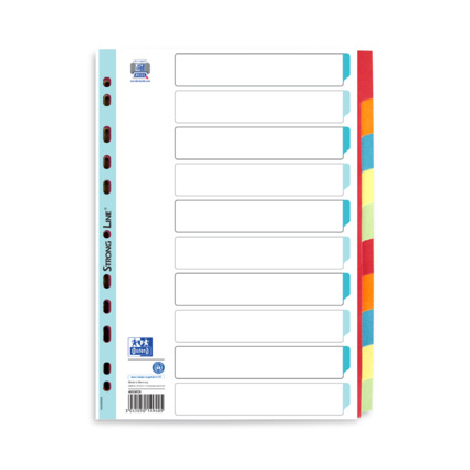 Oxford Intercalaires en carton, uni, format A4, couleur, 10