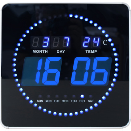 UNiLUX Horloge murale LED FLO, date/temprature, noir