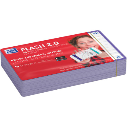 Oxford Fiches "Flash 2.0", 75 x 125 mm, lign, violet