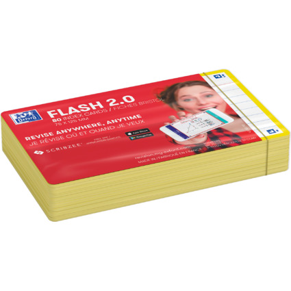 Oxford Fiches "Flash 2.0", 75 x 125 mm, lign, jaune