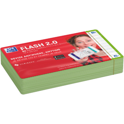 Oxford Fiches "Flash 2.0", 75 x 125 mm, lign, vert