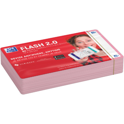 Oxford Fiches "Flash 2.0", 75 x 125 mm, uni, rose