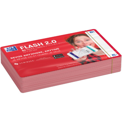 Oxford Fiches "Flash 2.0", 75 x 125 mm, uni, rouge