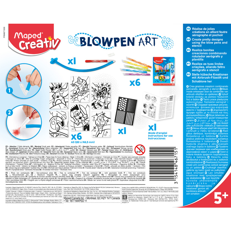 Maped Kit feutre aérographe BLOW PEN Pop'Art, 15 pièces