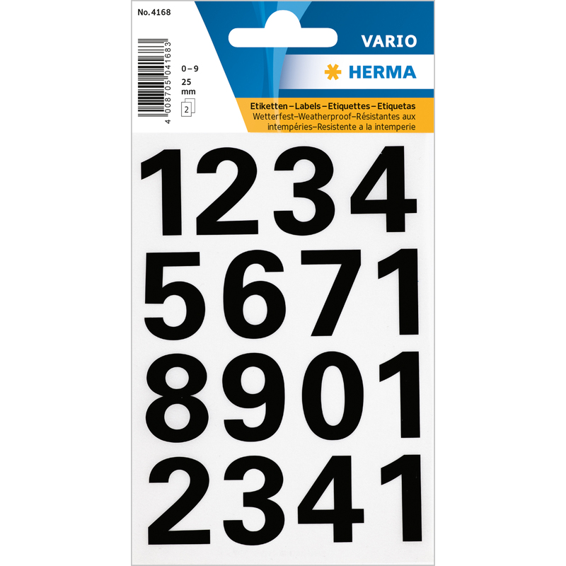 Etiquettes de chiffres noirs autocollants - 10 mm HERMA 4159