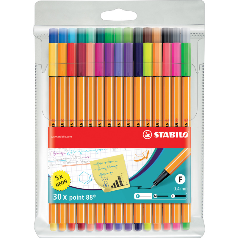 Etui de 10 stylos feutres pointe fine fluo/pastel