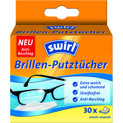 swirl Lingettes nettoyantes pour lunettes, emballage de 30