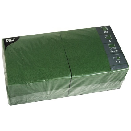 PAPSTAR Serviettes, 320 x 320 mm, 3 couches, vert fonc