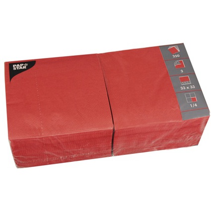 PAPSTAR Serviettes, 330 x 330 mm, 3 couches, rouge