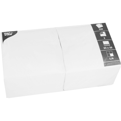 PAPSTAR Serviettes, 320 x 320 mm, 3 couches, blanc
