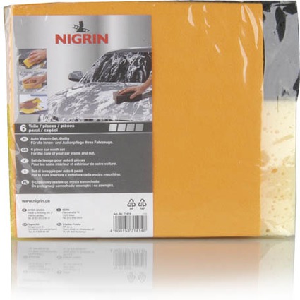 NIGRIN Kit lavage de voiture, 6 pices, pour l'interieur et