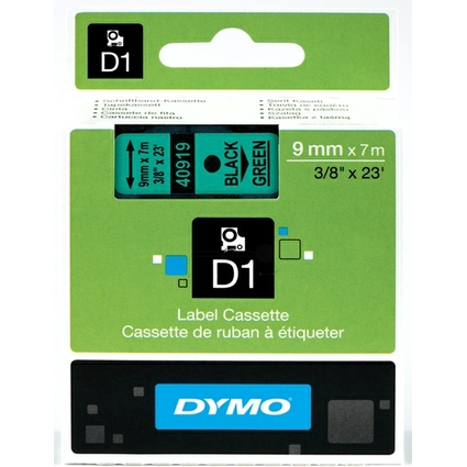 DYMO Ruban d'tiquette D1 noir/vert, 9 mm x 7 m