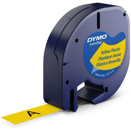 DYMO Ruban d'tiquette LetraTag, plastique, 12 mm x 4 m