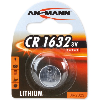 ANSMANN Pile bouton au lithium CR1632, 3 Volt, blister d'1