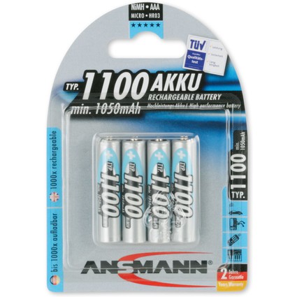 ANSMANN Pile rechargeable NiMH Premium, Micro AAA, 1.100 mAh