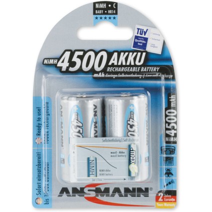 ANSMANN Pile rechargeable NiMH max E, Baby (C), 4.500 mAh
