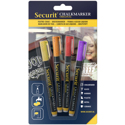 Securit Feutre-craie ORIGINAL SMALL, kit de 4