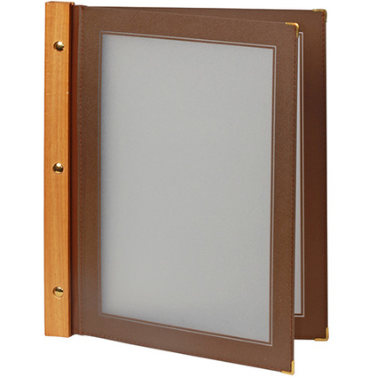 Securit Protège-menus WOOD, A4, marron