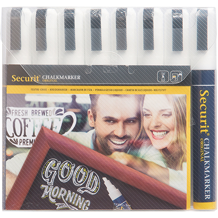 Securit Feutre-craie ORIGINAL MEDIUM, tui de 8, blanc