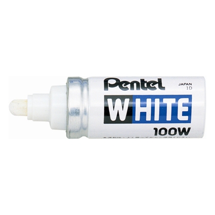 Pentel Marqueur permanent X100W, pointe ogive, 3,0 mm, blanc