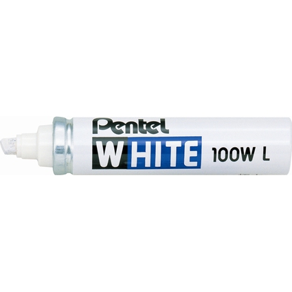 Pentel Marqueur permanent X100W L, pointe biseaute, blanc