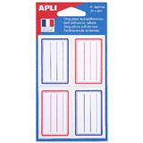APLI etiquettes pour livre, rouge/bleu, 36 x 56 mm, lignes
