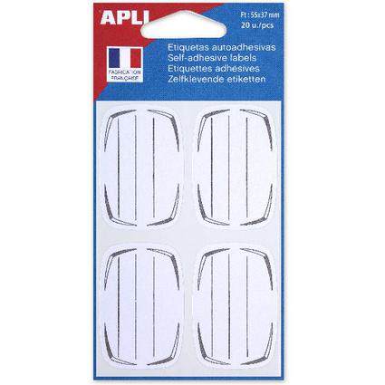 APLI Etiquettes pour livre, blanc/gris, 37 x 55 mm, lignes