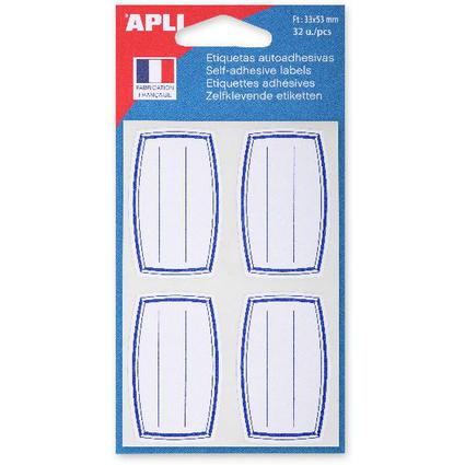 APLI Etiquettes pour livre, 33 x 53 mm, lignes, blanc/bleu