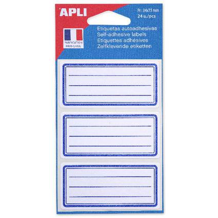 APLI Etiquettes pour livre, blanc/bleu, 34 x 75 mm lignes