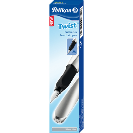 Pelikan Twist stylo plume, argent/noir