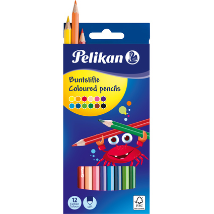 Pelikan Crayons de couleur standard, tui en carton de 12