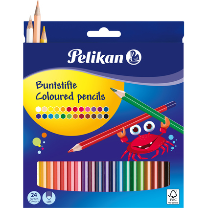 Pelikan Crayons de couleur standard, tui en carton de 24,